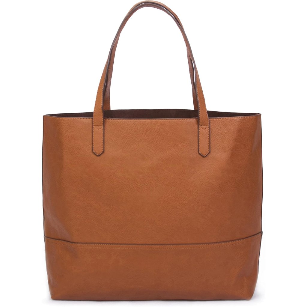 Large Vegan Leather Women's Xl Tote Bag Tan Open Top Casual Purse